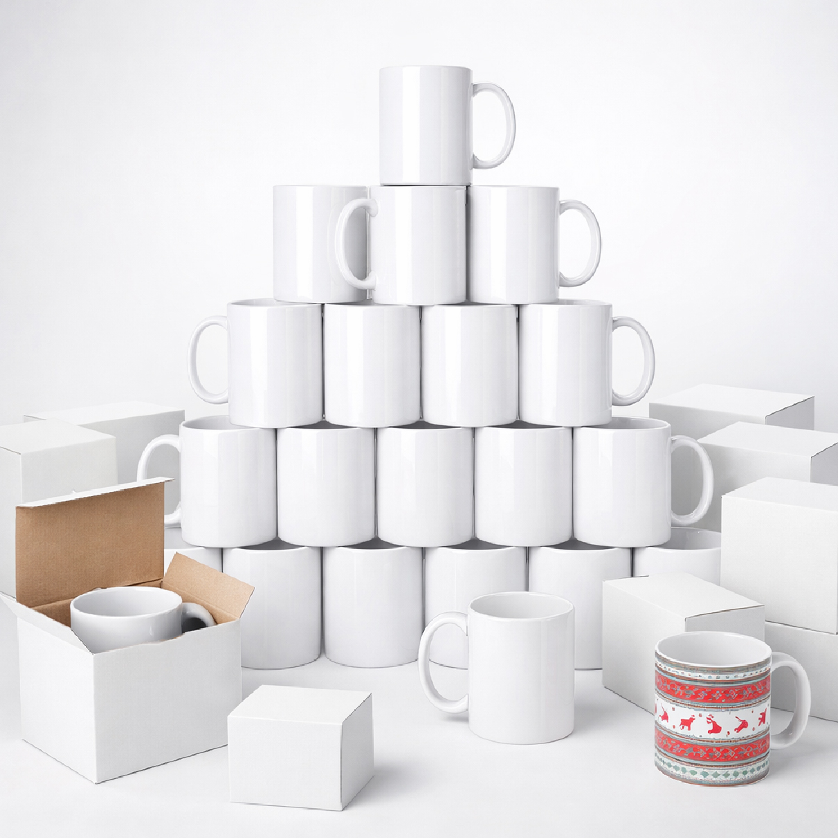 ماج ابيض مع علبة