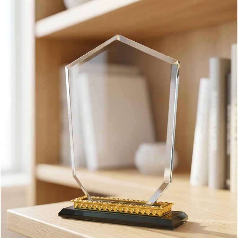 درع كريستال متسطيل صغير اسود وذهبي 3621-3